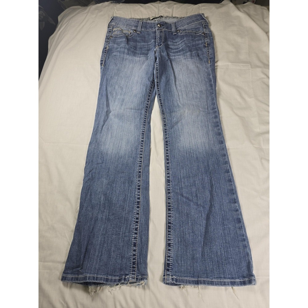 Ariat REAL Jeans Womens 33L Blue Mid Rise Bootcut Embroidered Denim Western - Picture 6 of 14